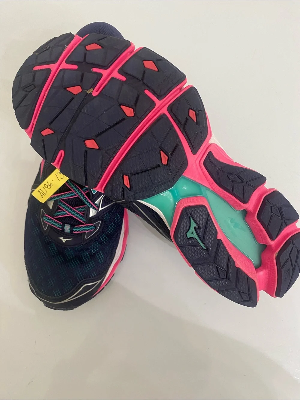 Mizuno Women's Navy Athletic Running Shoes with Pink Accents